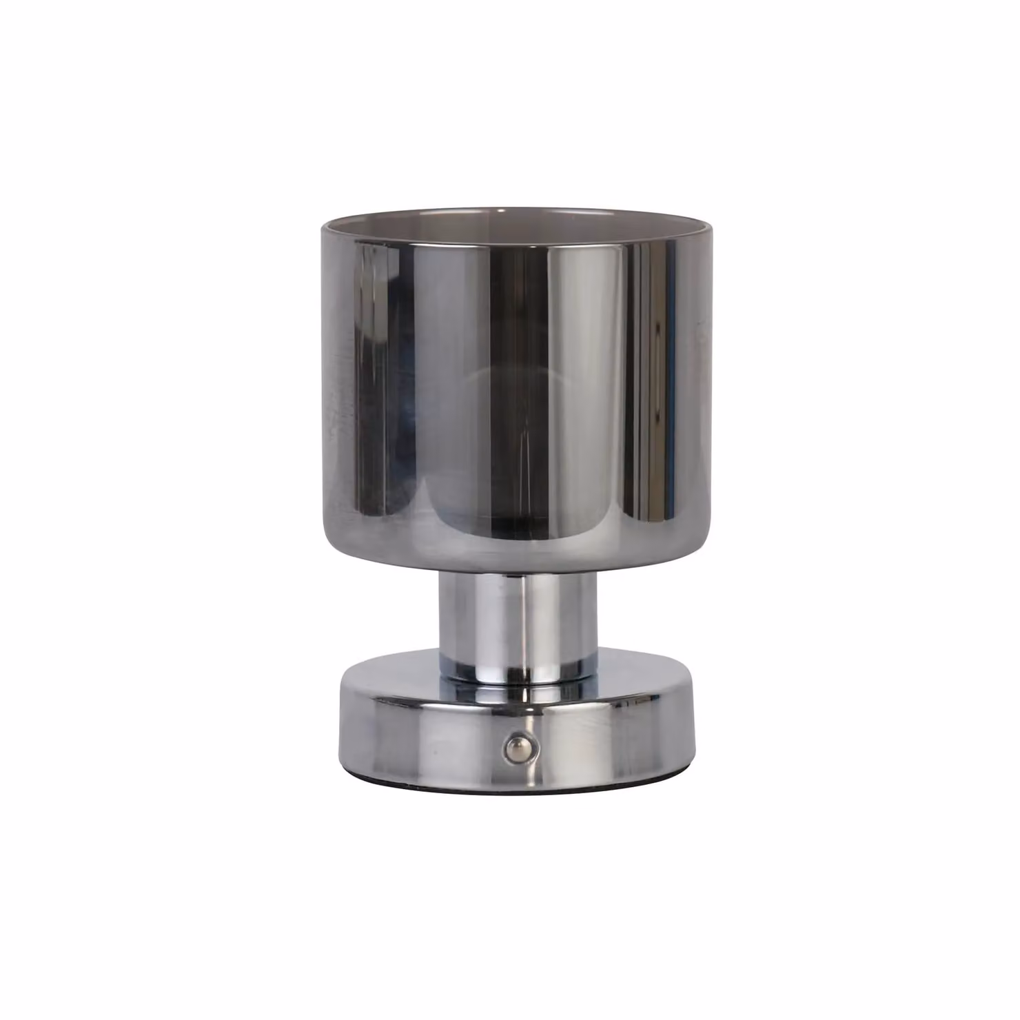 Lighting Collection Rechargeable Dimmable Tabletop Lamp with Chrome and Smoke Grey Glass Cylinder – 2
