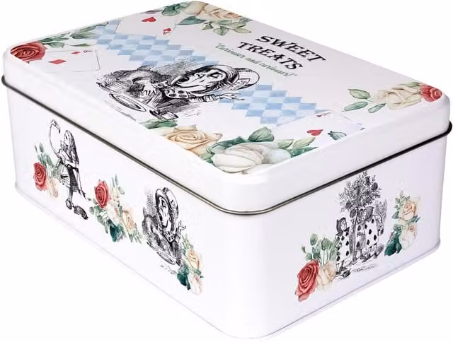 Purely Home Alice's Adventures in Wonderland Rectangular Metal Cake Tin, Multicoloured
