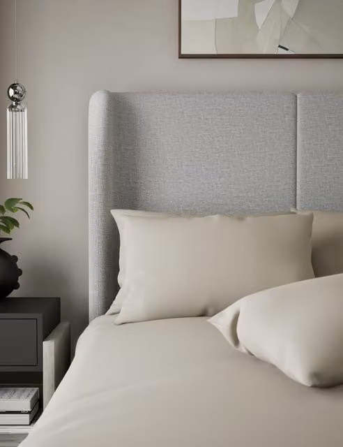 M&S x Kelly Hoppen 2 Pack 500 Thread Count Cotton Sateen Pillowcases in Beige