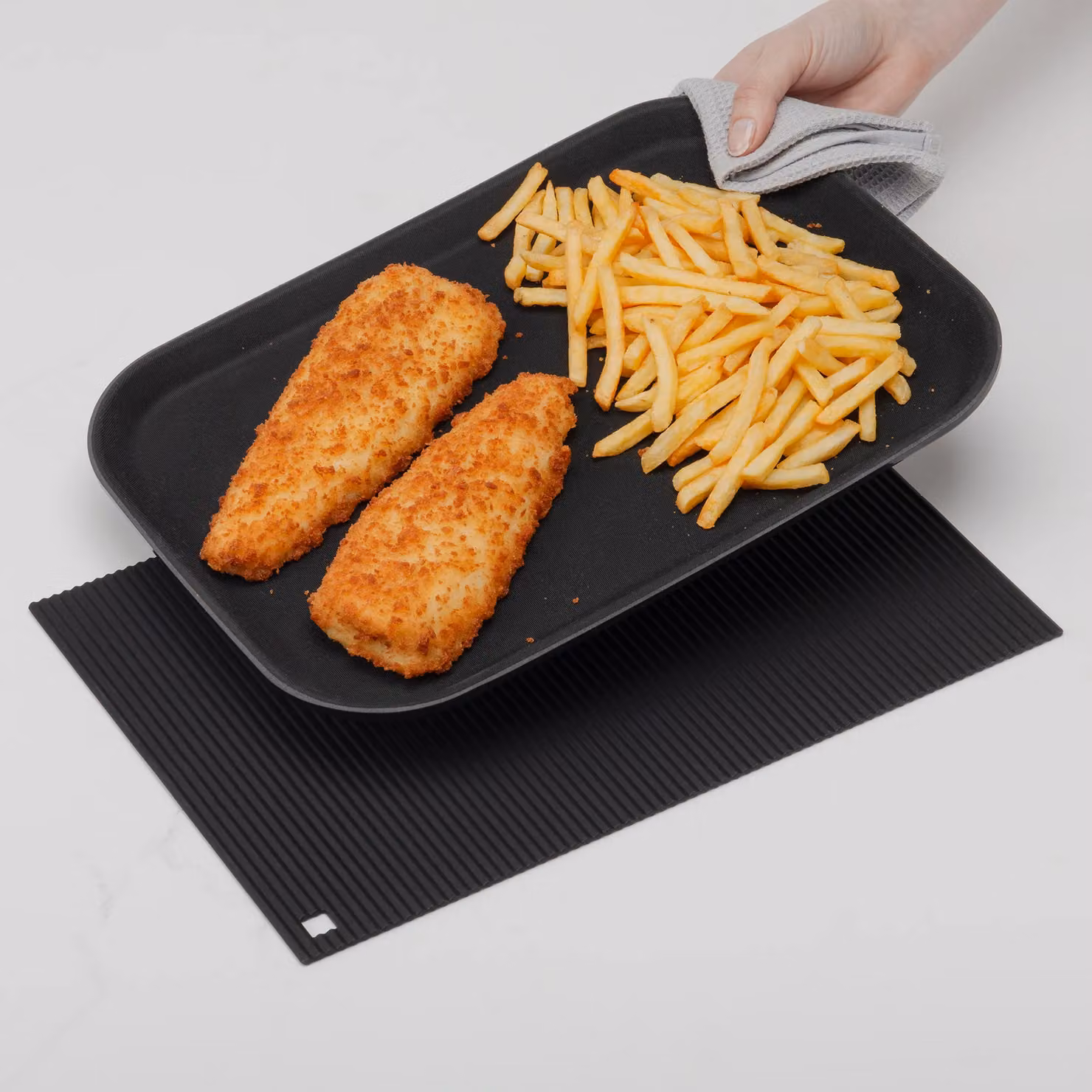 Zeal Jumbo Rectangular Silicone Kitchen Trivet Mat, Black Non-Slip Worktop Protector – 2