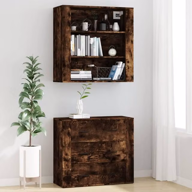 Berkfield Home Smoked Oak Highboard in Brown Engineered Wood – 1