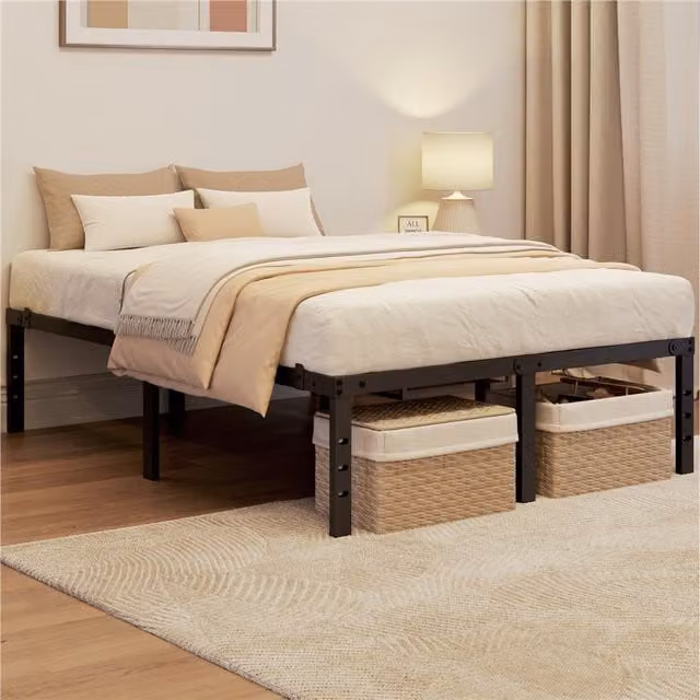 Yaheetech Metal Platform Bed Frame in Black, 180 x 200 cm