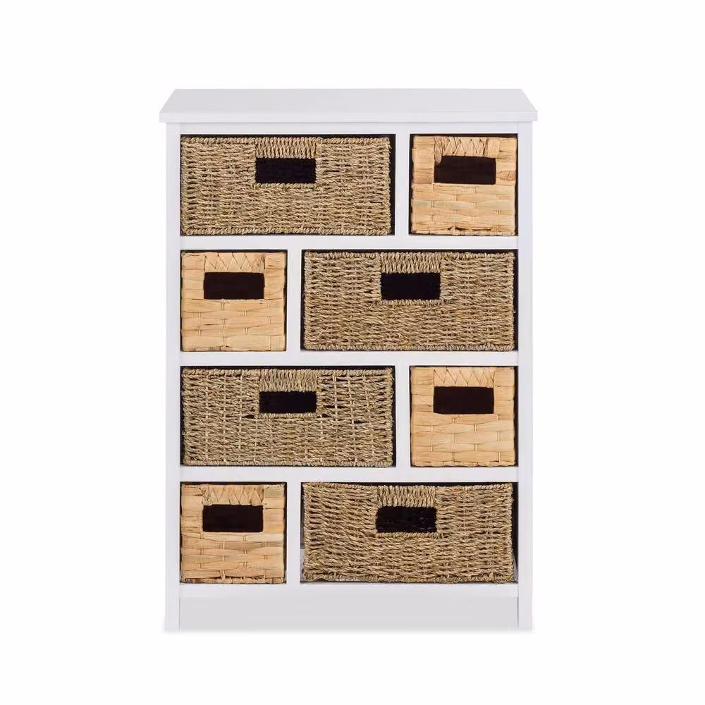 Statement Furniture Tetbury 8 Drawer Storage Unit in White with Rattan Baskets, W/D/H: 80 x 34 x 56 cm – 4