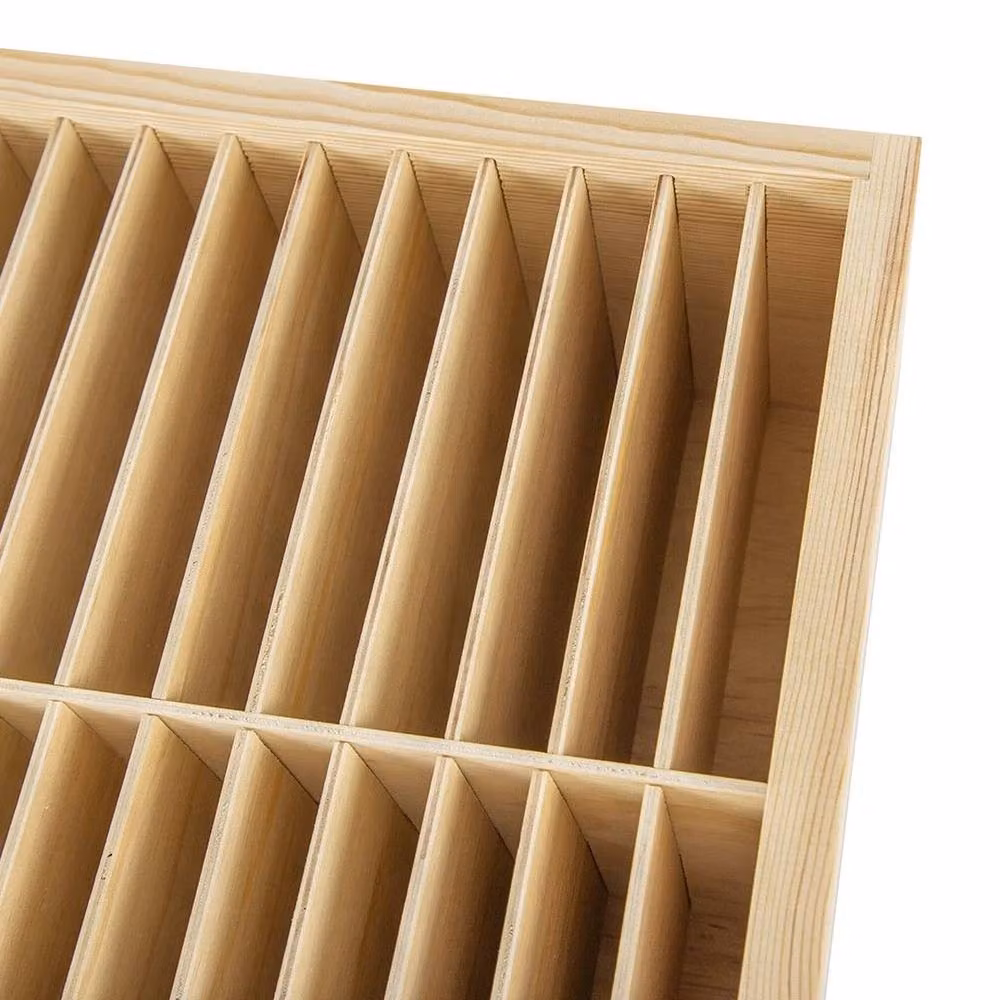 KORVIXA Brown Wooden Wall-Mounted 75-Grid CD Storage Rack and Display Collection Cabinet W/H: 100 x 100 cm – 3