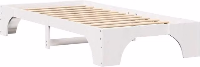 Berkfield Home Modern Single Bed Frame in White Solid Pine Wood, W/D/H: 75 x 190 x 30 cm