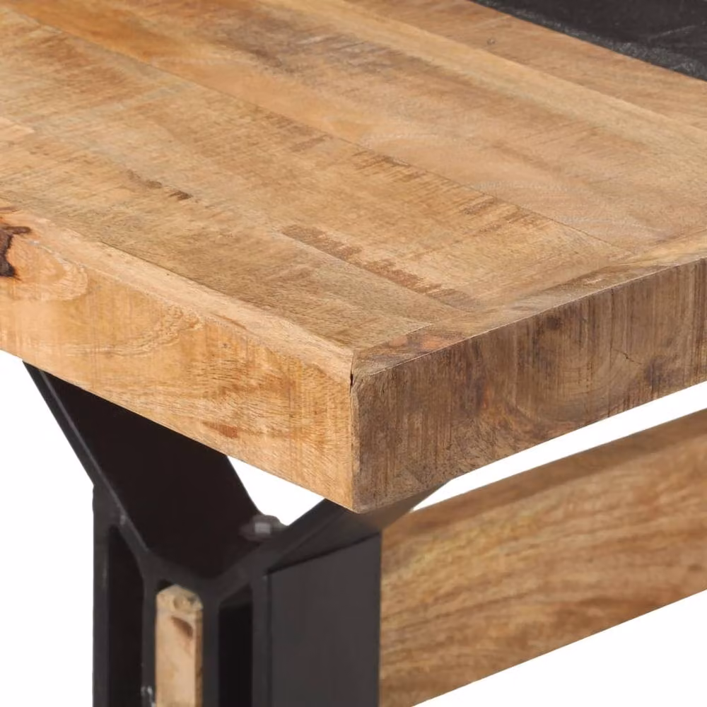 Berkfield Home Rectangular Dining Table in Brown Rough Mango Wood, W: 180 cm, D: 90 cm, H: 76 cm – 3