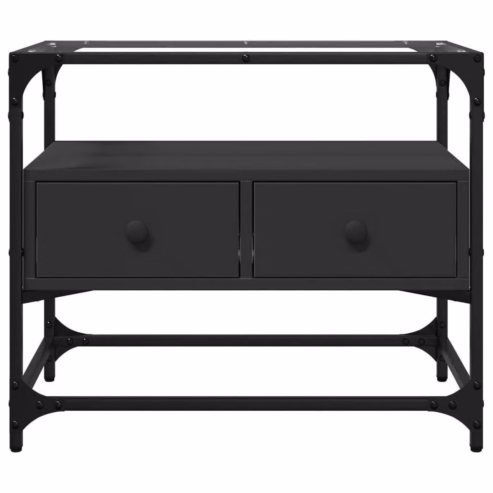 Berkfield Home Industrial TV Cabinet with Glass Top in Black, W/D/H: 60 x 35 x 51 cm – 4