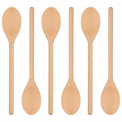 Argon Tableware Brown Wooden Cooking Spoons, Pack of 6, Length: 30 cm – 1
