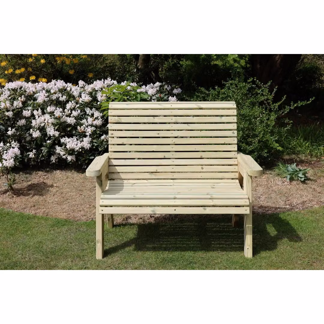 Churnet Valley Garden Furniture Ltd Ergonomical 2 Seater Wooden Garden Bench in Brown, W/D/H: 120 x 75 x 103 cm – 2