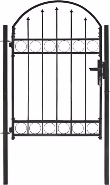 Berkfield Home Steel Arched Top Fence Gate, Black, W: 100 cm, H: 125 cm