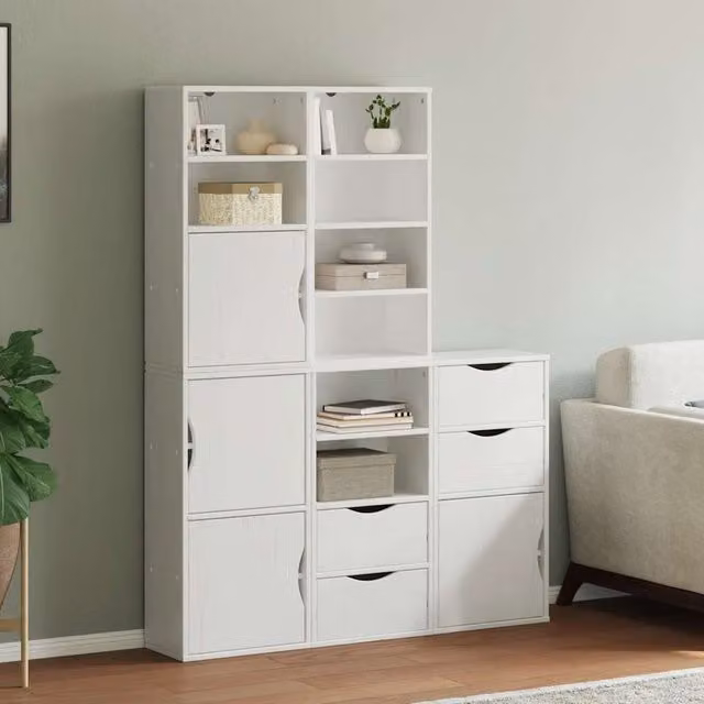 Berkfield Home ODDA Side Cabinets, 5 Piece Set in White Solid Wood Pine, W: 40 cm, D: 24 cm, H: 79 cm