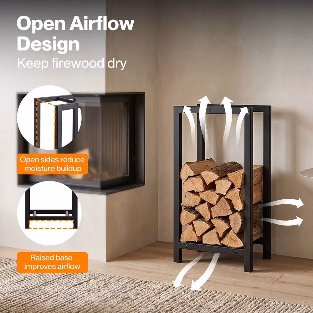 Nordara Black Metal Outdoor Firewood Rack, W/D/H: 30 x 22 x 59 cm – 3