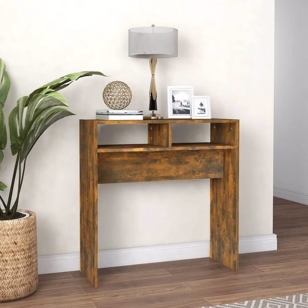 Berkfield Home Smoked Oak Console Table in Brown, W/D/H: 78 x 30 x 80 cm – 2