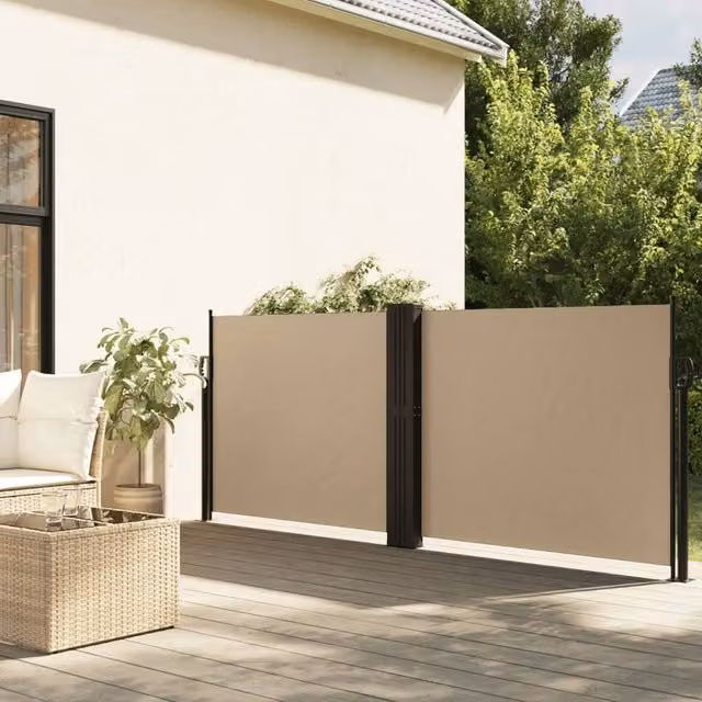 Berkfield Home Retractable Side Awning in Beige, W/H: 140 x 1000 cm