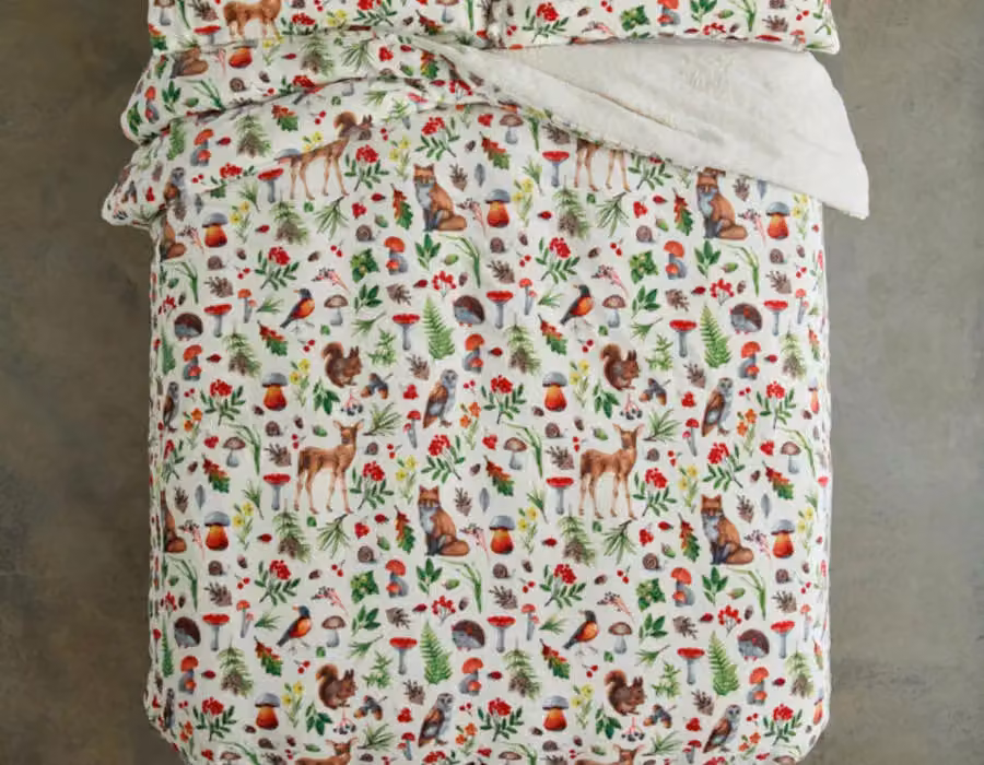 Deyongs Autumn Animals Fleece Duvet Cover Set with Sherpa Reverse, Multicolour Woodland Printed Bedding, W: 140 cm x L: 200 cm – 2