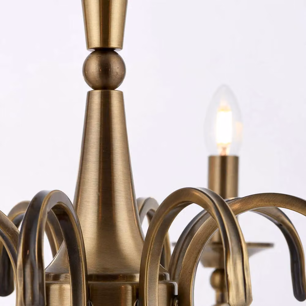 Loops 8-Light Hanging Flush Ceiling Pendant Chandelier in Antique Brass – 3
