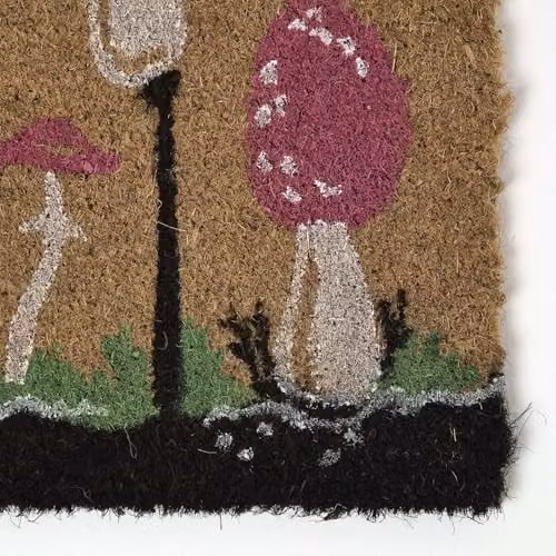 Homescapes Natural Coir Doormat with Red Mushroom Pattern, W/D: 60 x 40 cm – 2