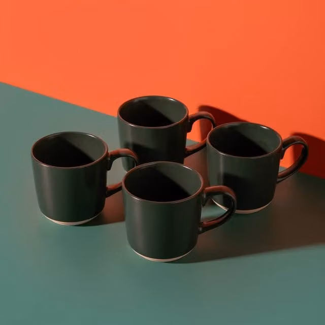 La Cafetiere Set of 4 Green Ceramic Coffee Mugs, 350 ml – 1