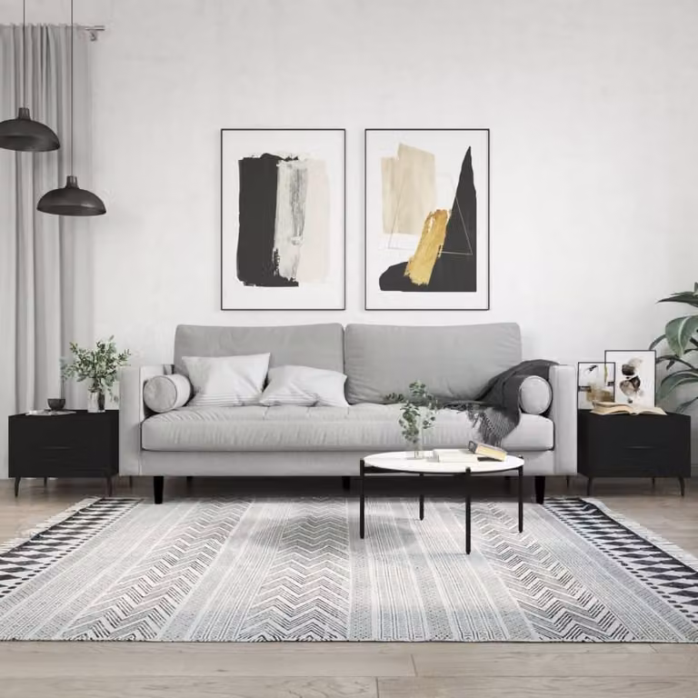 Berkfield Home Set of 2 Black Decorative Coffee Tables, W/D/H: 50 x 50 x 40 cm