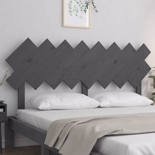 Berkfield Home Beautiful Bed Headboard in Grey, Solid Pine Wood, W: 159.5 cm, D: 3 cm, H: 80.5 cm