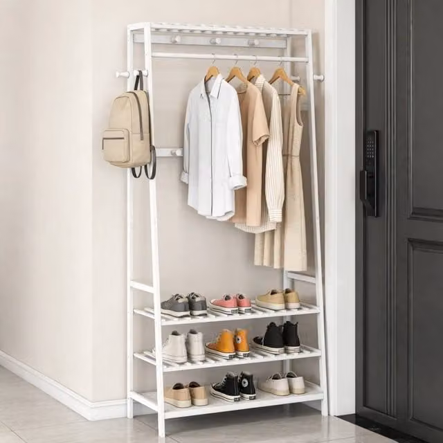 Kelvenix Open Wardrobe Clothes Rail Rack in White, W/D/H: 100 x 43.434 x 165.1 cm