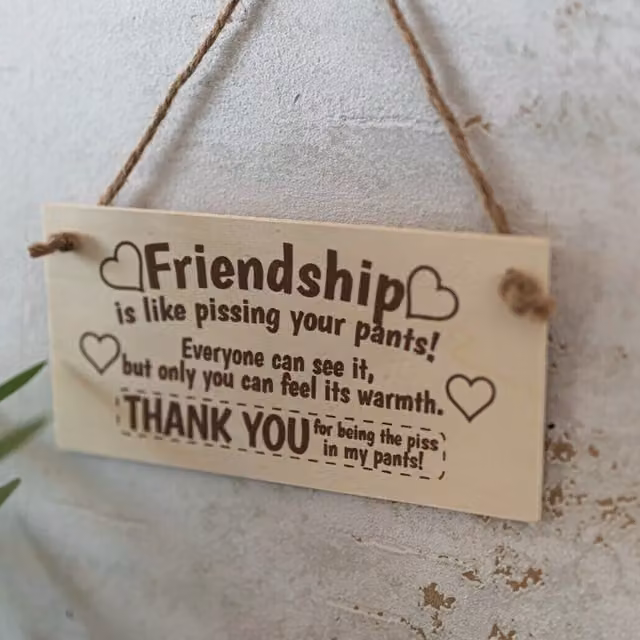 Marco Paul Brown Wooden Friendship Wall Plaque with Typography and Heart Details