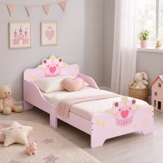 STILVORA Pink Toddler Bed with Side Rails, W/D/H: 140 x 70 cm – 1
