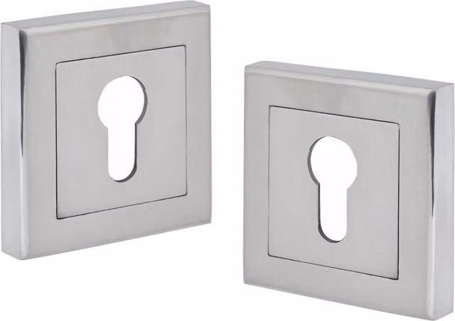 Golden Grace Key Hole Square Rose Escutcheon in Nickel Plated Silver and Grey