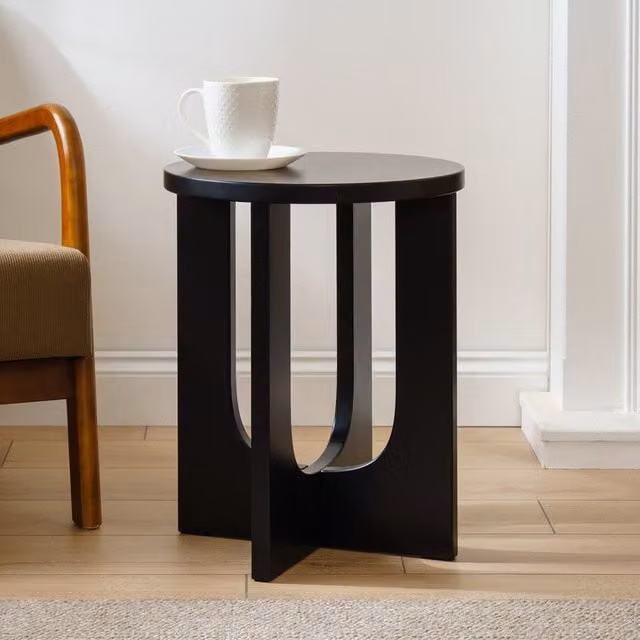 Scottish Everlastings Ltd Black Round Matt Side Table W/D/H: 40 x 40 x 50 cm – 1