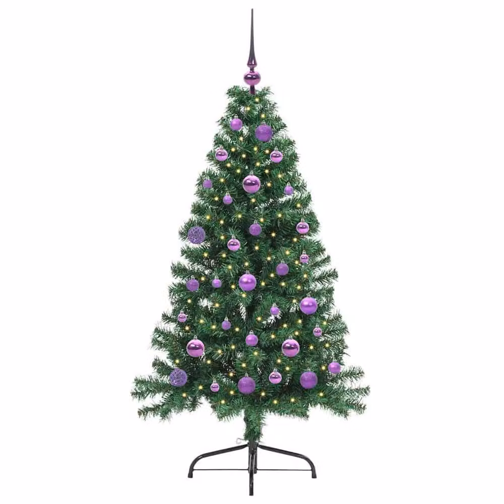 Berkfield Home Pre-lit Artificial Christmas Tree in Green, Height: 150 cm – 3