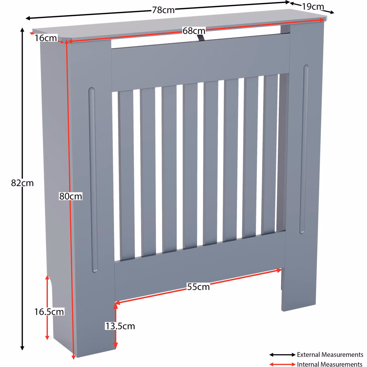 Vida Designs Chelsea Geometric MDF Radiator Cover in Dark Grey, W/D/H: 78.0 x 19.0 x 82.0 cm – 2