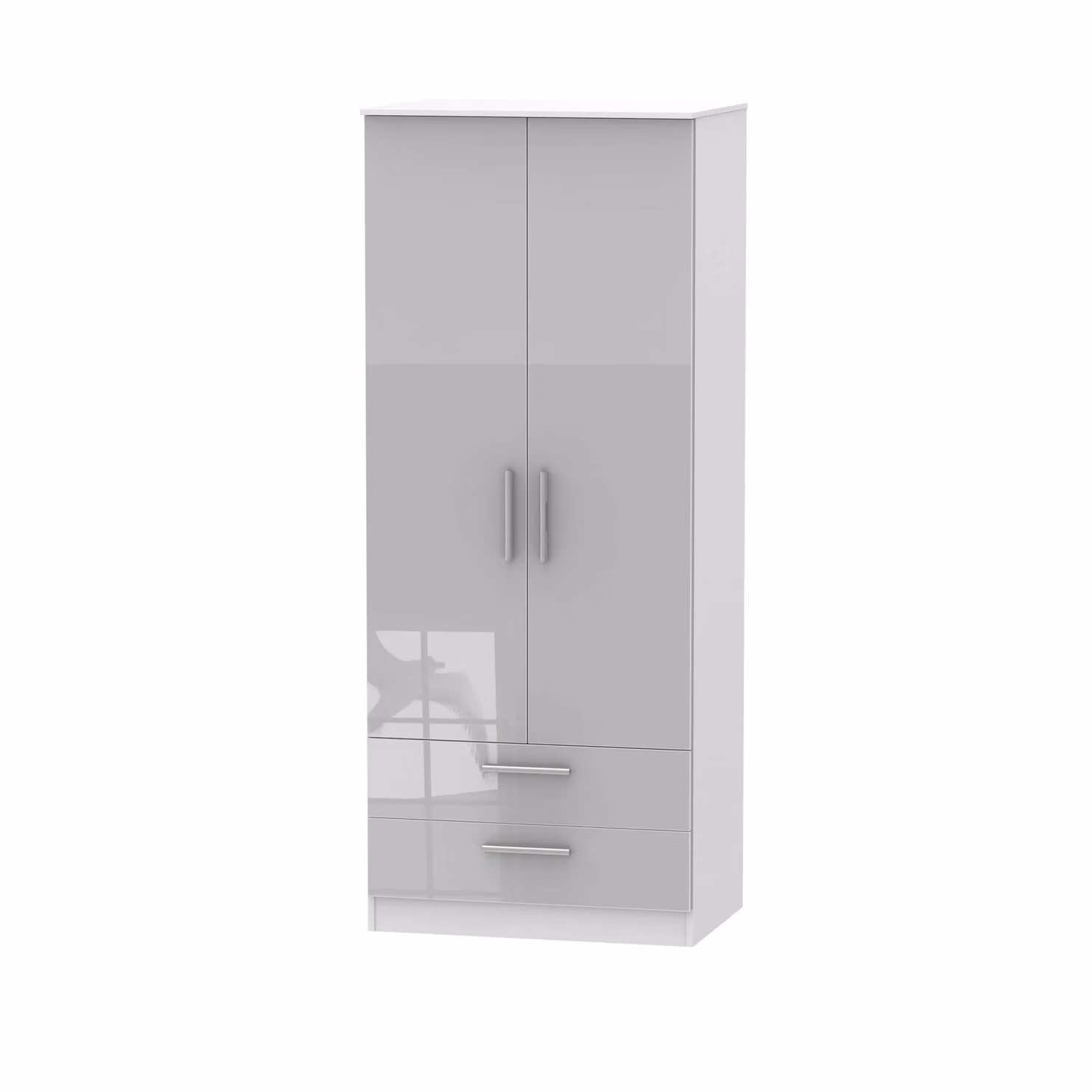 Ready Assembled 2 U Modern 2 Door 2 Drawer Wardrobe in Grey Matt and White – 2