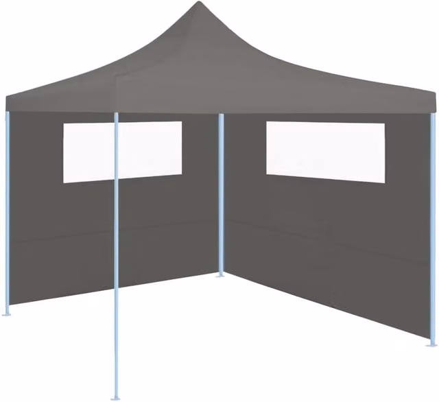 Berkfield Home Gazebo Sidewalls with Windows, 2 Piece Set, Anthracite Dark Grey Polyester and PVC