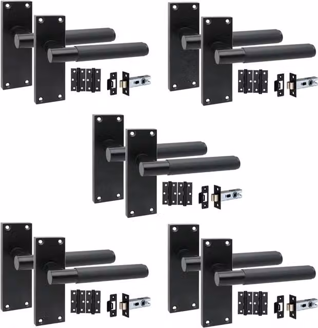 Golden Grace Matt Black Door Handle Set