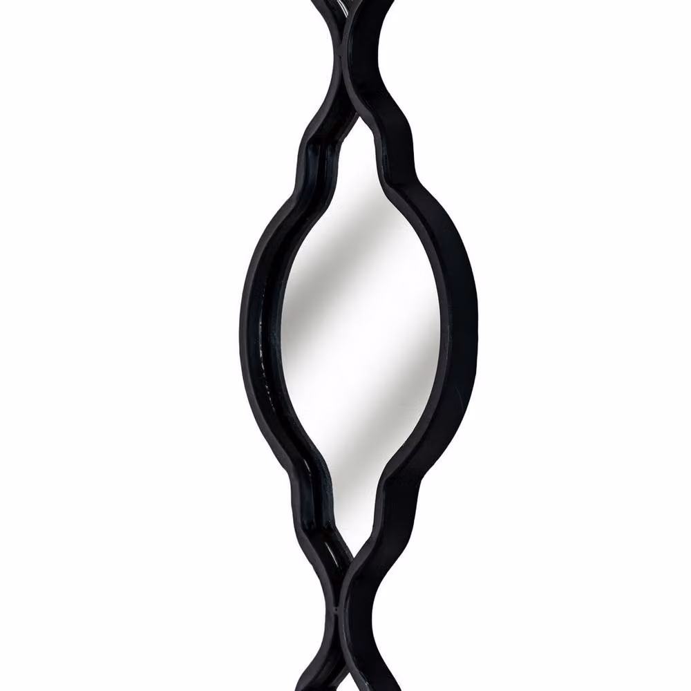 Lemon Pavilion Furniture and Decor Quarterfoil Decorative Hanging Mirror in Black Metal, W: 16 cm, H: 132 cm – 2