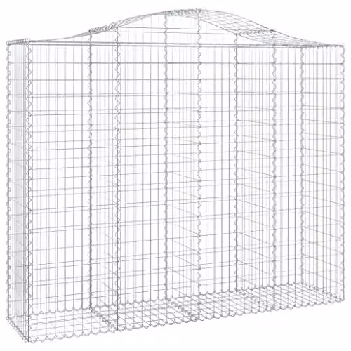 vidaXL 2x Arched Gabion Baskets, Galvanised Steel Mesh Wire Stone Cage for Outdoor Garden Retaining Walls and Planters, Silver, W: 200 cm, D: 50 cm, H: 160-180 cm