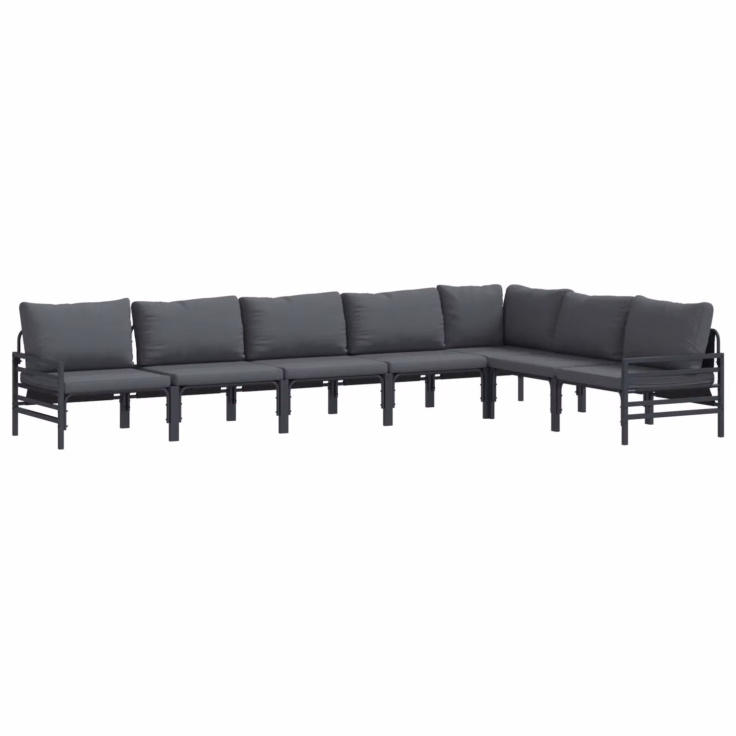 Berkfield Home 7 Piece L-Shape Garden Sofa Set in Anthracite with Powder Coated Steel Frame and Upholstered Cushions – 2