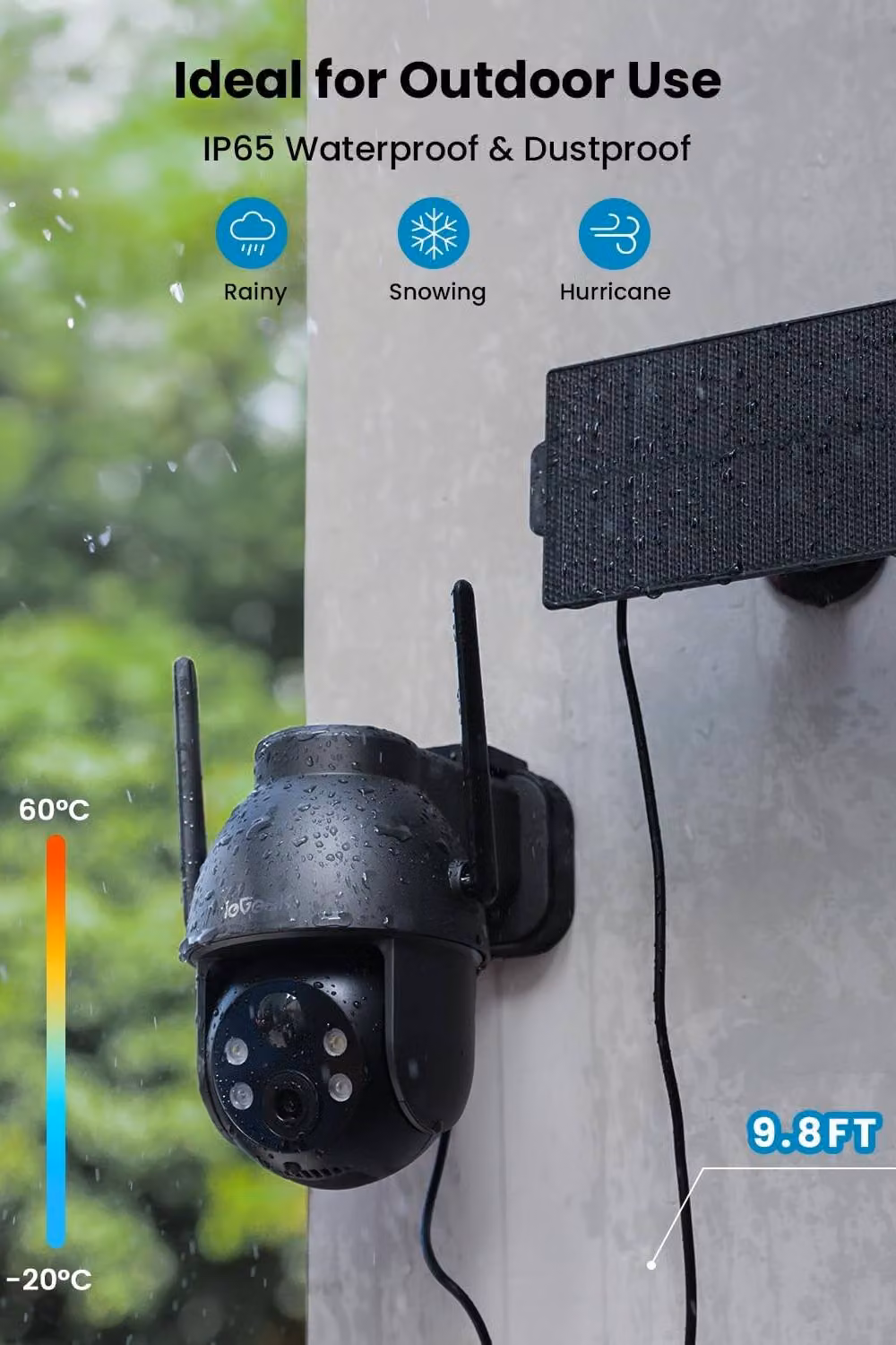 iegeek 2-Pack Black 2K 360 Degree Solar Security Cameras with Night Vision, PIR Motion Detection and 2-Way Audio – 8