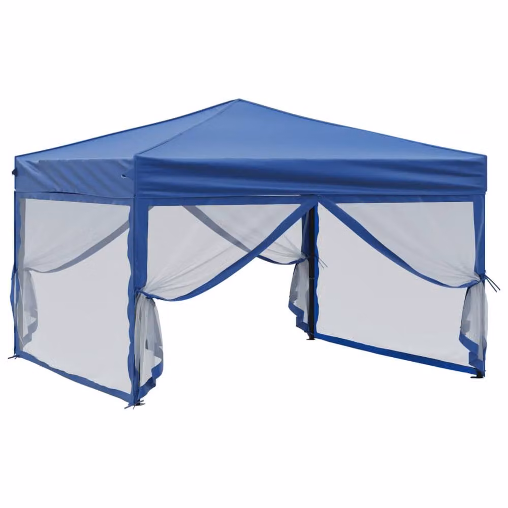 Berkfield Home Folding Party Tent with Sidewalls in Blue and Silver, 3 x 3 m – 2