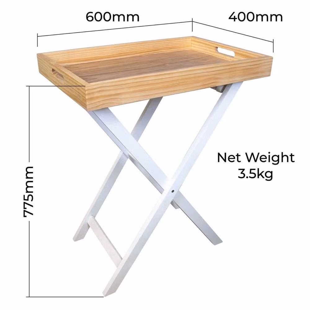 EONLION White Folding Tray Table with Removable Tray, W: 100 cm, H: 77.5 cm – 2