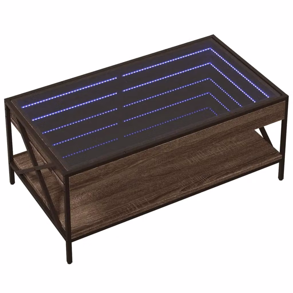 Berkfield Home Infinity LED Coffee Table in Brown Oak, W/D/H: 90 x 50 x 38 cm – 3