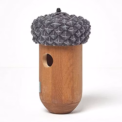 Homescapes Acorn Shaped Solid Wood Bird House Nesting Box, H 25 x W 14 cm – 1
