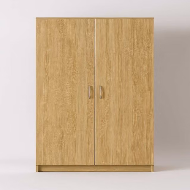 TJS Modern 2 Door Oak Wardrobe in Brown