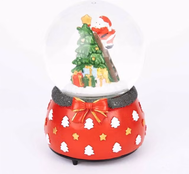 Shatchi Musical Christmas Snowglobe with Santa and Tree Scene in Red, W/D/H: 15 x 10 x 10 cm – 1