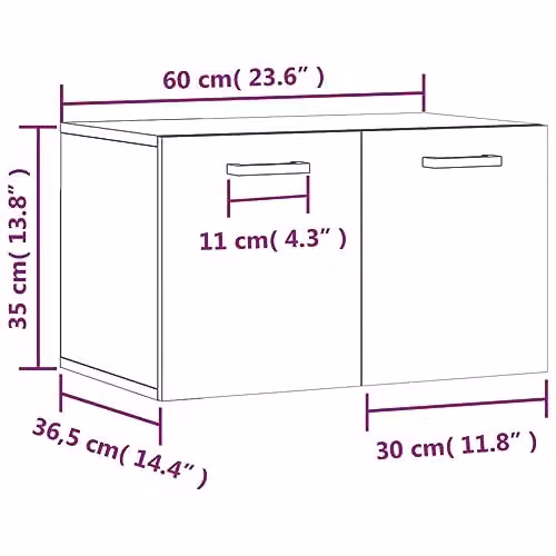 vidaXL Wall-Mounted Cabinet in Smoked Oak, W: 60 cm, D: 35 cm, H: 35 cm – 3
