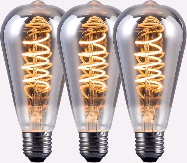 Harper Living ST64 E27 LED Bulb, 4W, Smoked Warm White, Dimmable, Pack of 3, Mid Grey