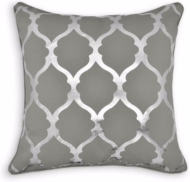 Velosso Modern Graphic Square Polyester Cushion in Grey