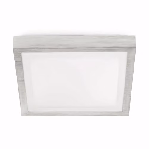 Netlighting Tola Small Square Aluminium Bathroom Flush Ceiling Light, White/Silver, W/D/H: 27 x 27 x 9 cm