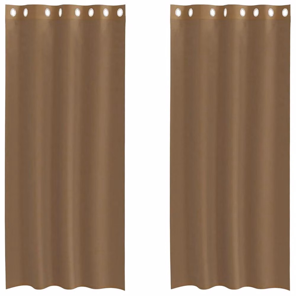 Berkfield Home Voile Eyelet Curtains, 2 Pack, Brown, W: 140 cm, H: 245 cm – 2