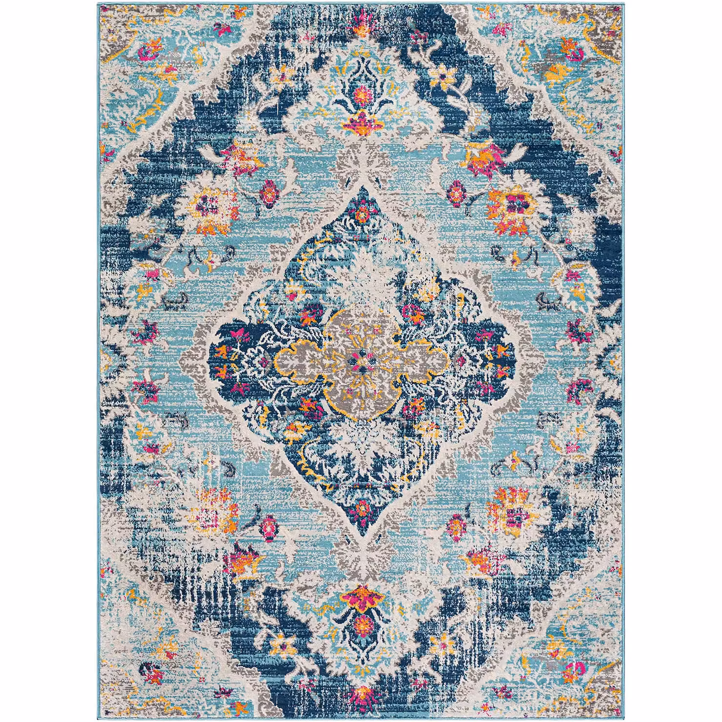 Livabliss Floransa Vintage Boho Living and Dining Room Rug in Blue, Beige, Grey and Pink, W: 160 cm, D: 215 cm – 2
